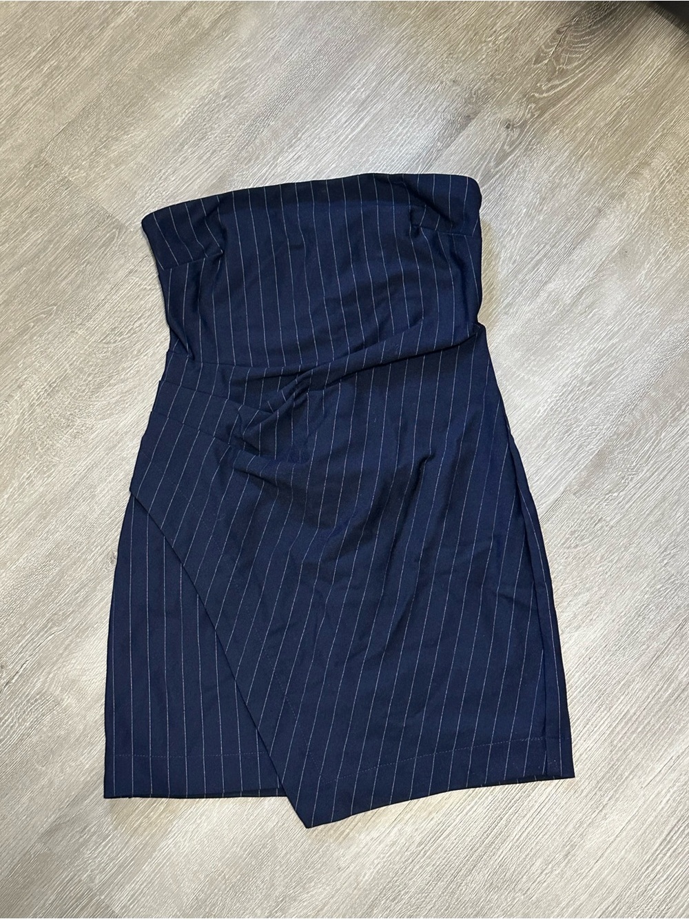 wild fable Navy and White Pinstripe Strapless Mini Dress